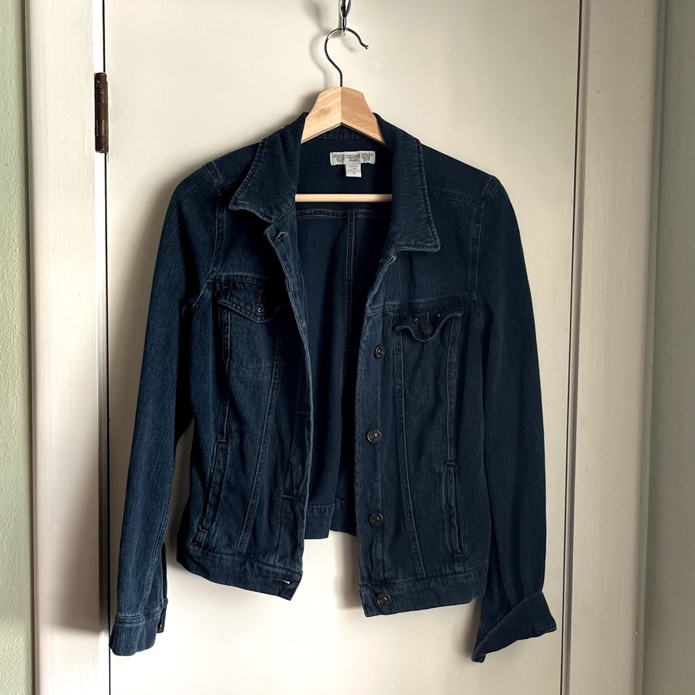 Vintage America Dark Jean stretchy Jacket. Lightweight. Size M.